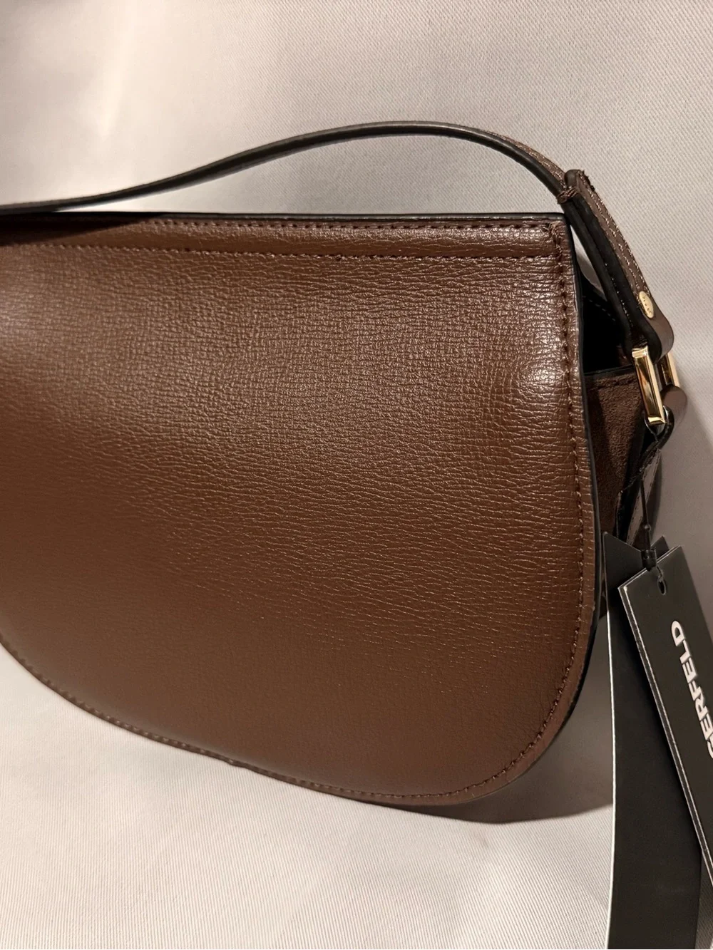 Karl Lagerfeld Brown K/Signature Suede Shoulder Bag